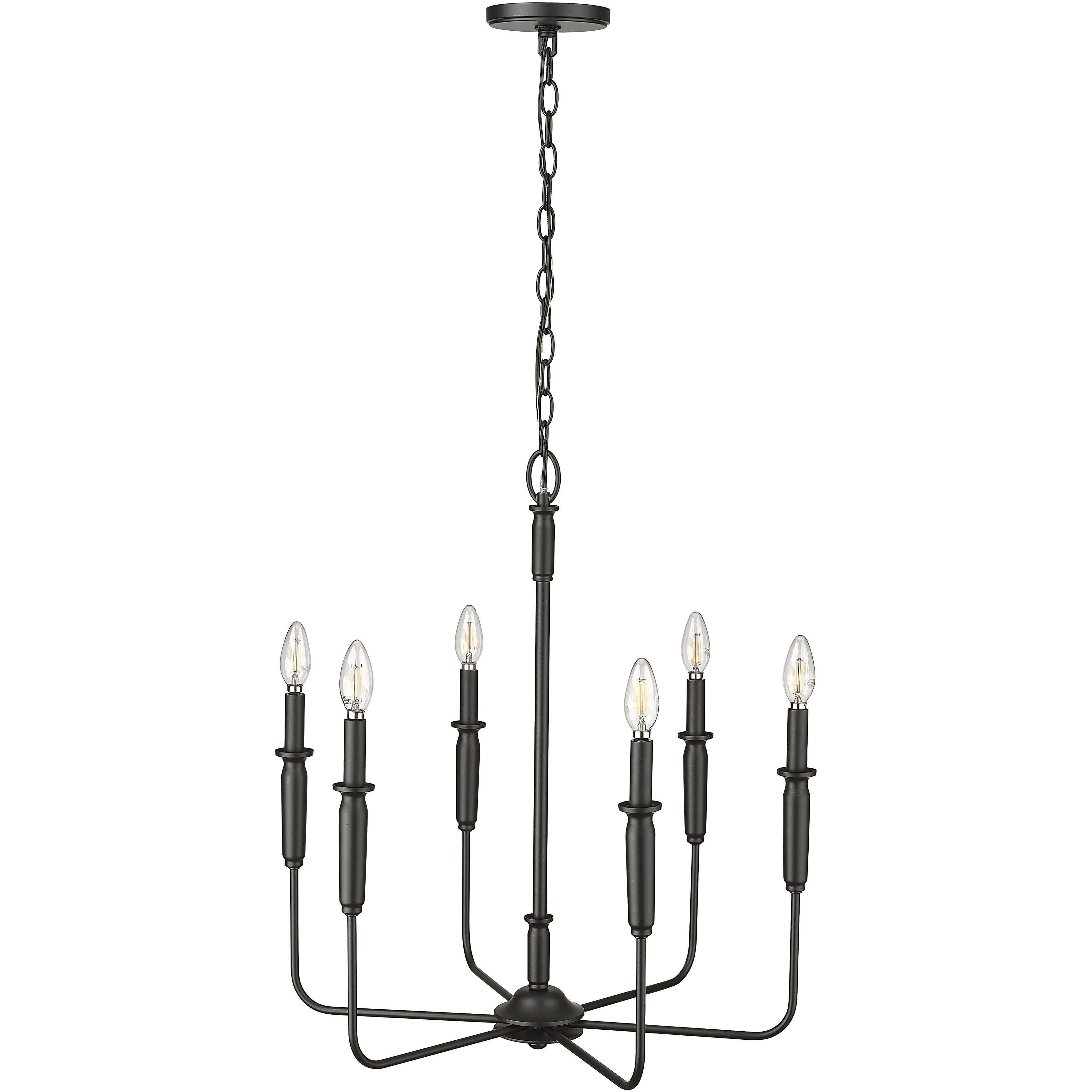Savanne 6 Light 24.25 inch Matte Black Chandelier Ceiling Light